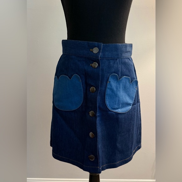 Smak Parlour Dark Denim Tulip Match Game Mini Skirt - Picture 5 of 11
